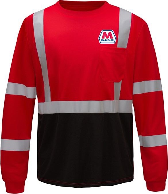 5133-Blue, 5134-Red Marathon Non-ANSI Long Sleeve Shirt with Reflective Tape